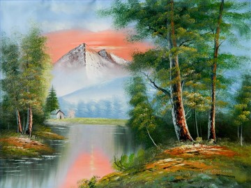 Scenic Mountain Afterglow Bob Ross freehand landscapes Oil Paintings